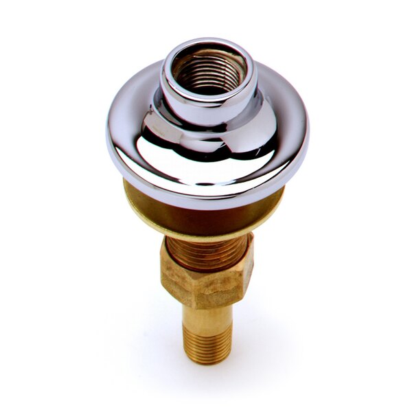 A T&S chrome plated brass rigid base flange with a brass nut.
