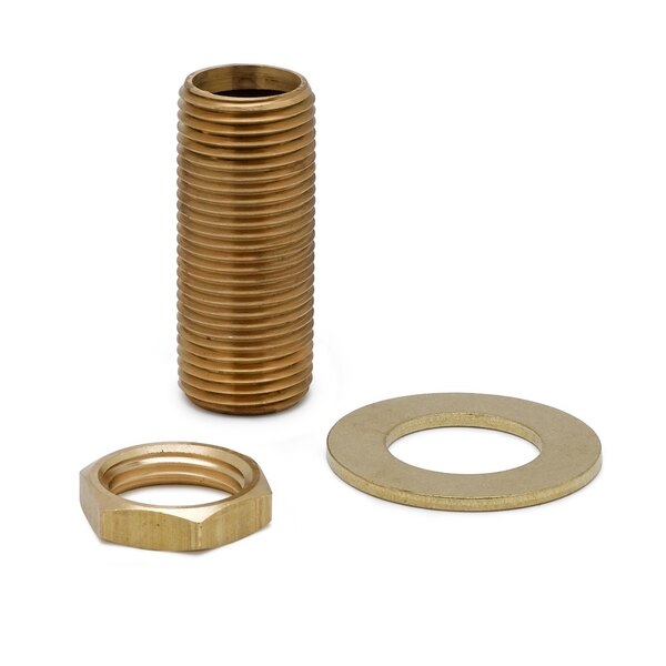A T&S brass supply nipple installation kit with a brass threaded nut and tube.