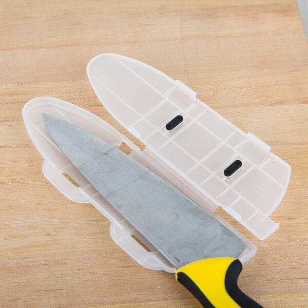 A Victorinox knife in a plastic case.