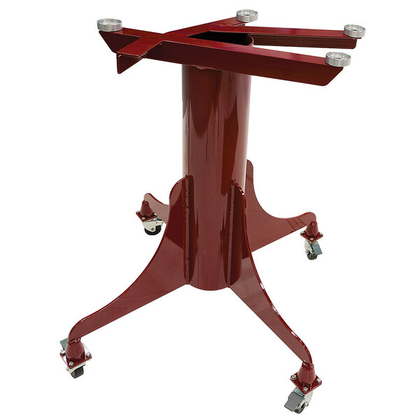 A red metal stand with wheels for a Berkel 330M Prosciutto Slicer.