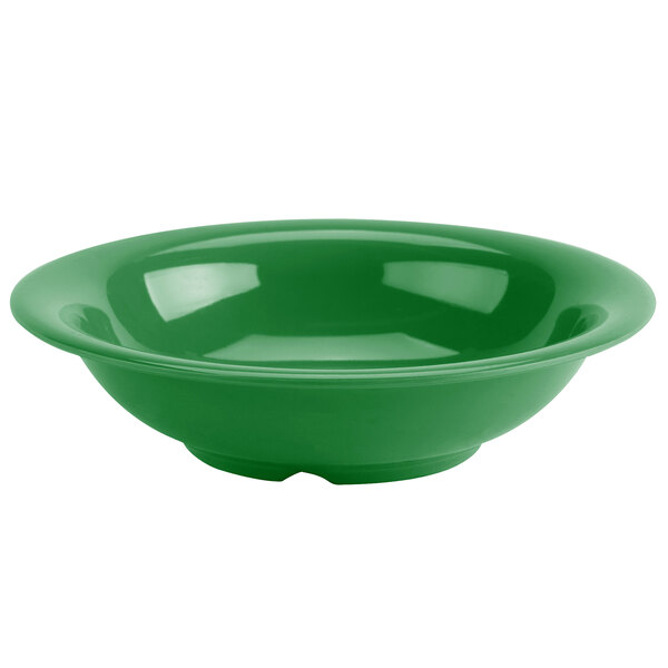 A green Thunder Group melamine soup bowl on a white background.