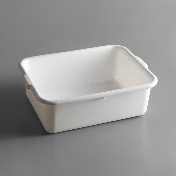 A white plastic container with a lid.