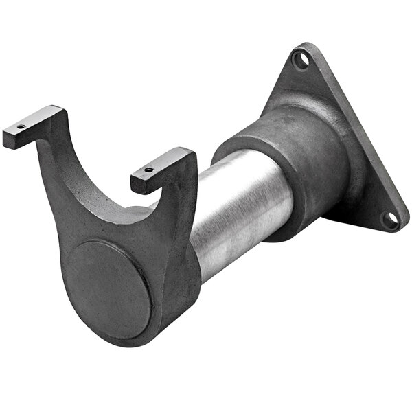 A black metal T&S wall support bracket with a silver metal cylinder.