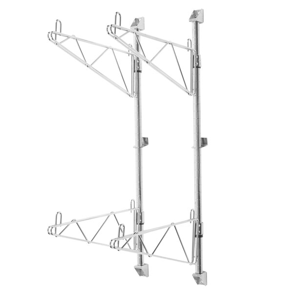 An Advance Tabco end-mounted metal rack structure with two metal brackets.