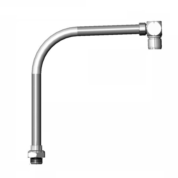 A T&S silver metal swivel gooseneck faucet assembly.
