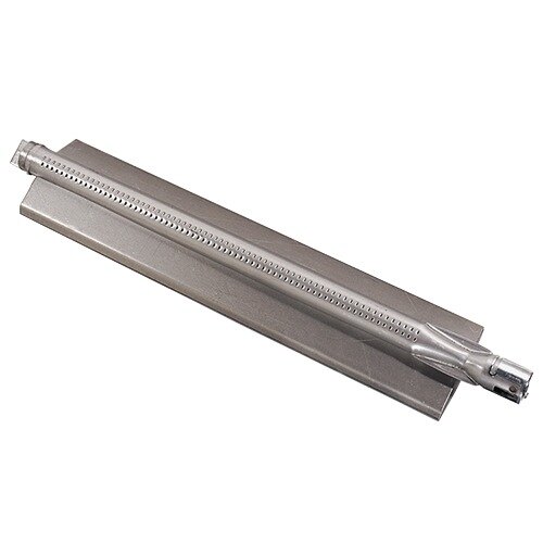 A metal tube with a long metal beam on a counter.