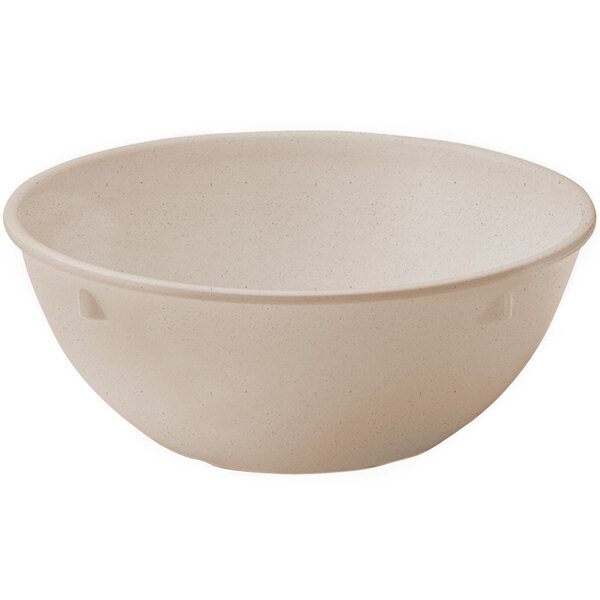 A sandstone melamine bowl with a white background.