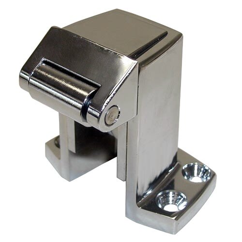 A chrome steel All Points door strike with a flush to 3/8" adjustable offset.