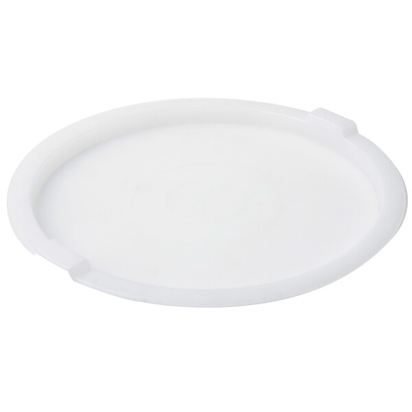 A white plastic cover with a circle in the middle.