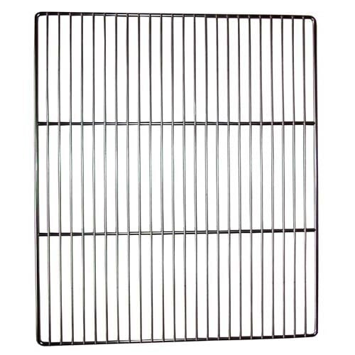 A zinc metal grid shelf for a refrigerator.