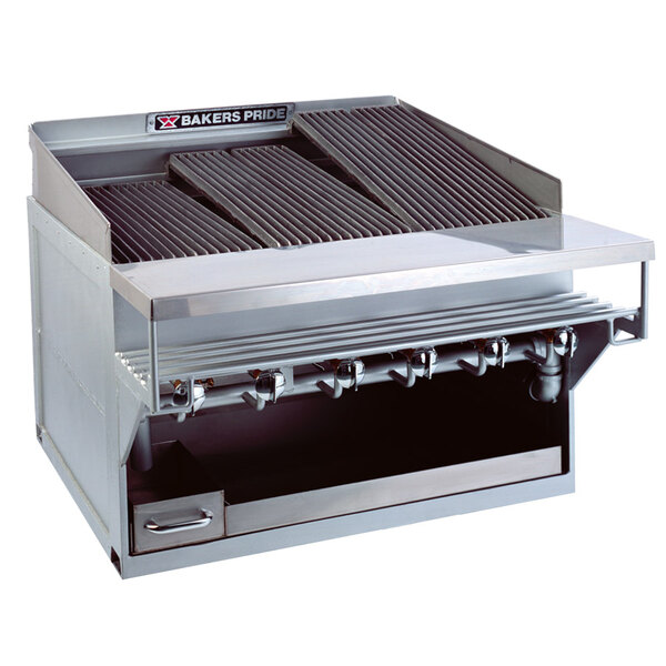 A Bakers Pride stainless steel heavy duty radiant charbroiler with 12 burners.