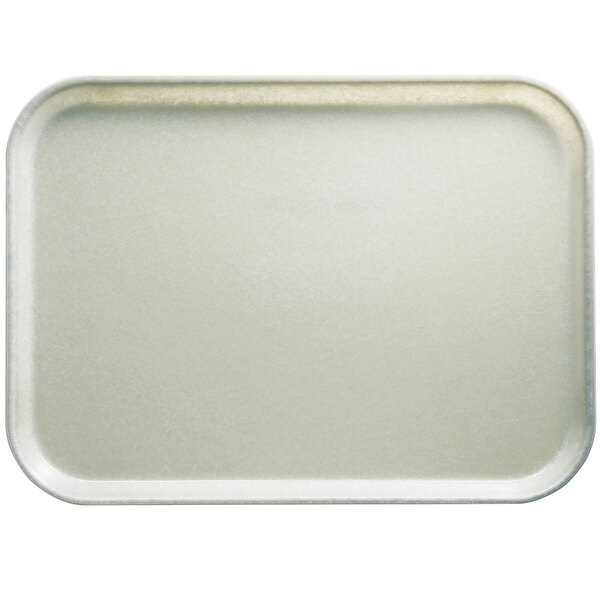 A white rectangular Cambro tray with a black border.