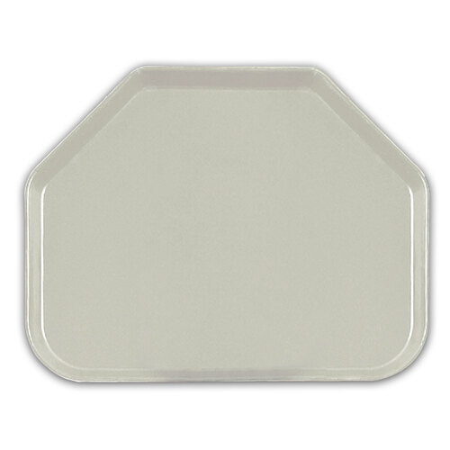 A white trapezoid shaped fiberglass cafeteria tray.