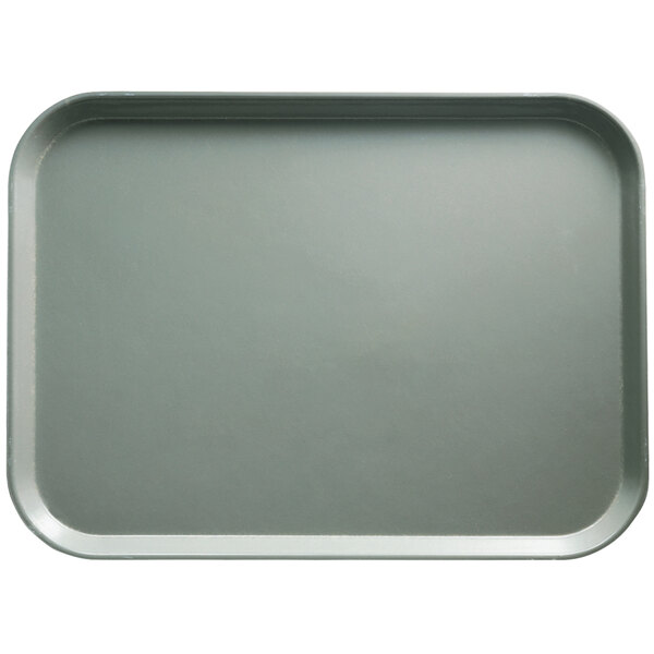 A gray Cambro rectangular tray with a white border.