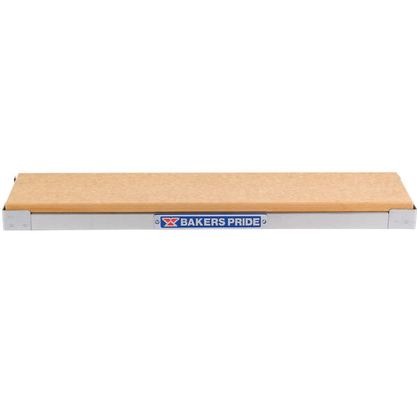 A wooden shelf with a blue and silver Richlite logo.