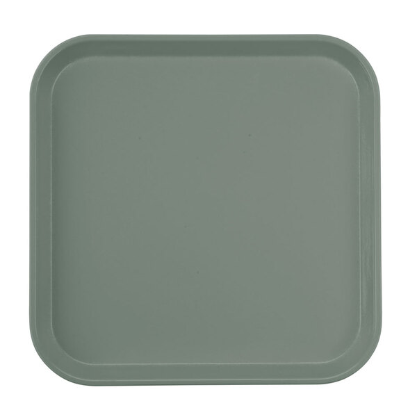 A square gray Cambro fiberglass tray with a customizable gray surface.