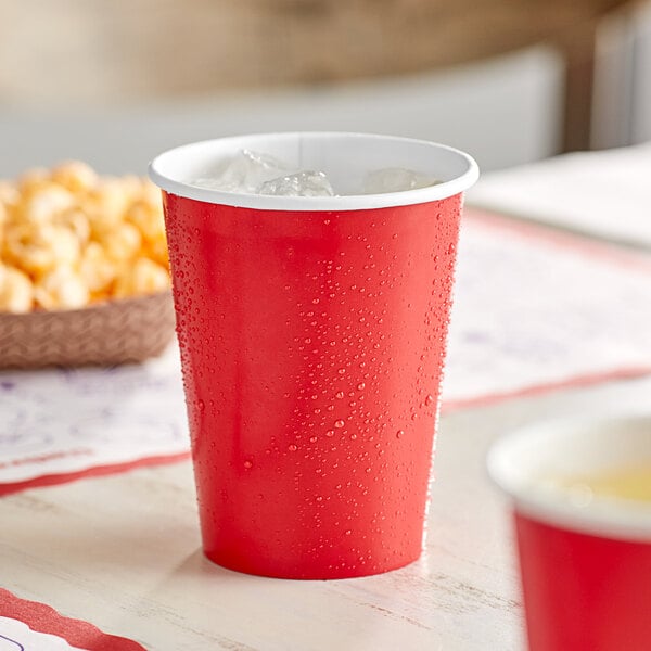 Creative Converting 561031B 9 oz. Classic Red Poly Paper Hot / Cold Cup - 240/Case