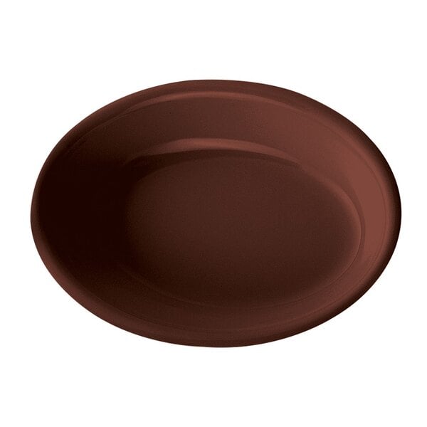 A brown bowl with a white background.