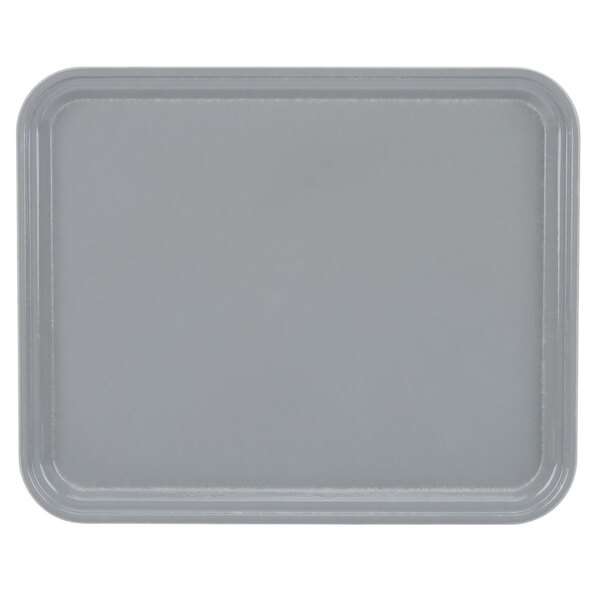 A rectangular grey Cambro tray with a white border.