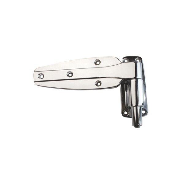 A silver Kason spring-assisted cam lift hinge with 1 1/4" offset on a white background.