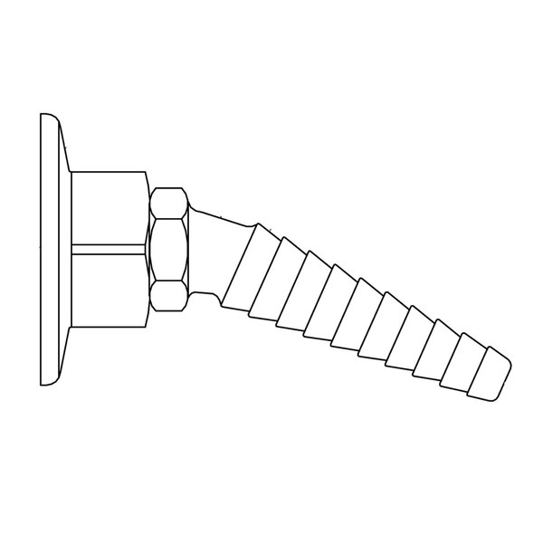 A black and white drawing of a T&S orange air panel flange with a pipe.