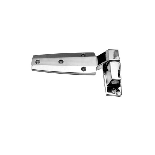 A close-up of a reversible cam lift door hinge with 1 1/2" offset.