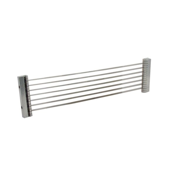 A stainless steel Nemco 3/8" blade assembly with thin metal strips.