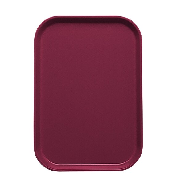 A burgundy rectangular tray with a white background.