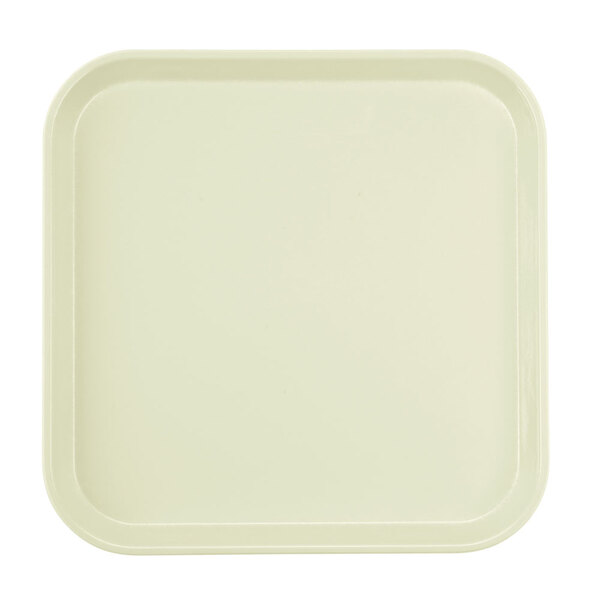 A white square Cambro tray with a black border.