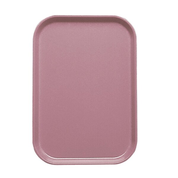 A pink rectangular tray with a white border.