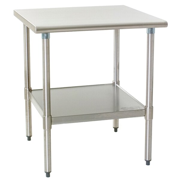 A Eagle Group stainless steel work table with a stainless steel undershelf.
