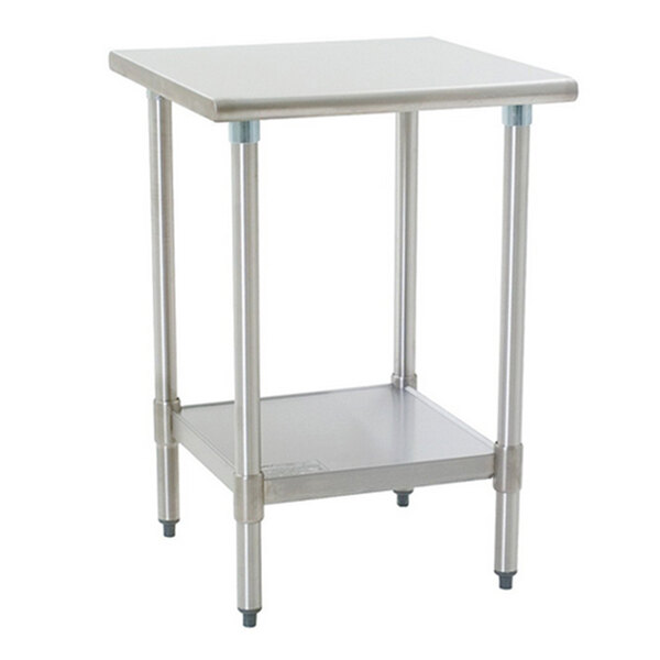 An Eagle Group stainless steel work table with a stainless steel undershelf.
