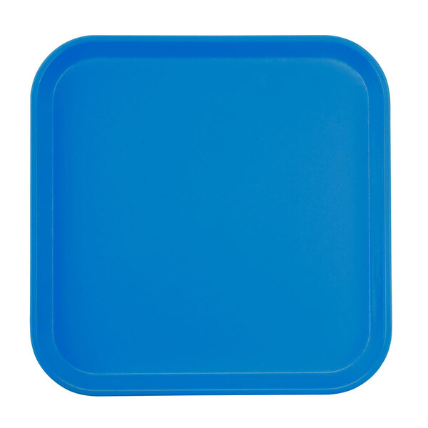 A blue square fiberglass Cambro tray.