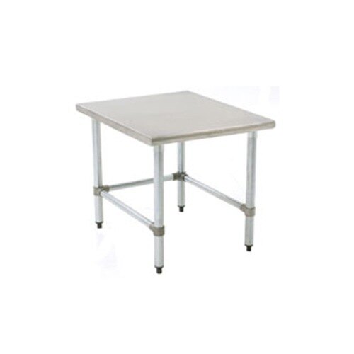 An Eagle Group mixer stand with galvanized legs on a table with metal legs.