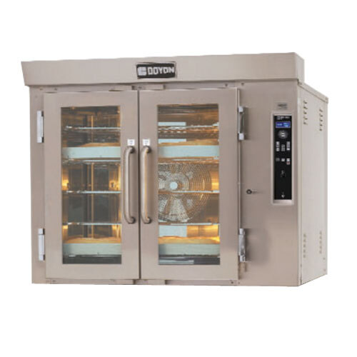 A Doyon bakery convection oven with glass doors.