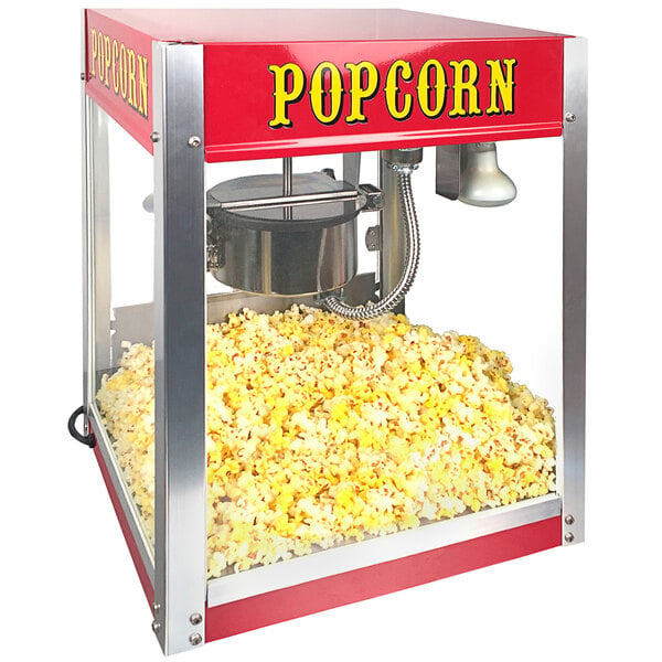 A Paragon commercial popcorn machine filled with popcorn.
