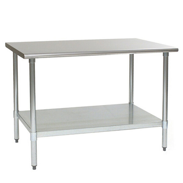 A Eagle Group stainless steel work table with a galvanized undershelf.