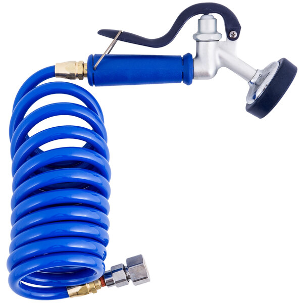 A blue coil with a metal nozzle on the end.