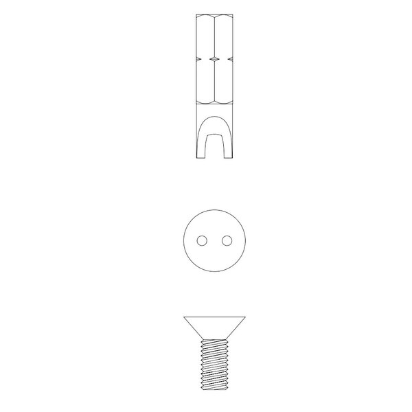 A drawing of a T&S Vandal Resistant Snake Eye lever handle screw with a circle with two dots.