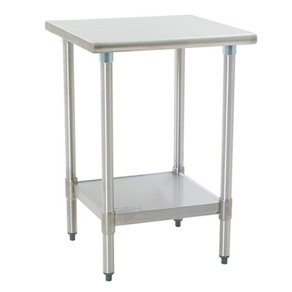 A stainless steel Eagle Group work table with a galvanized undershelf.