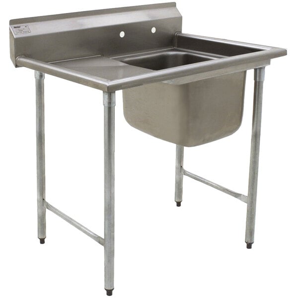 A stainless steel Eagle Group one compartment sink with a 24" drainboard on the left.