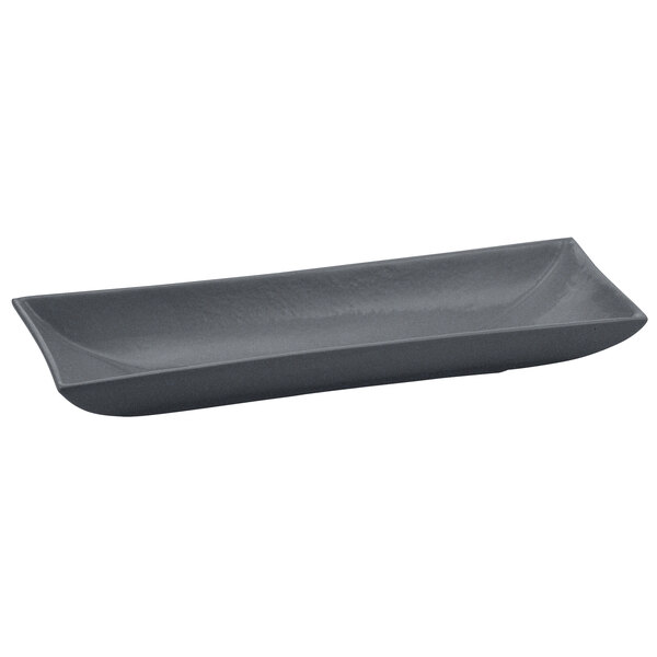A Tablecraft granite cast aluminum rectangular platter with a flared edge.