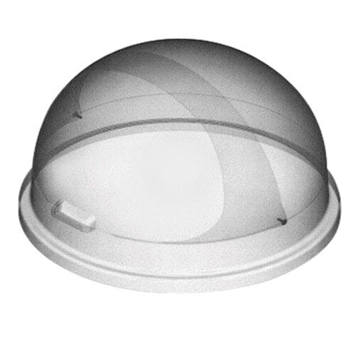 A transparent dome with a white cover and a white round opening.