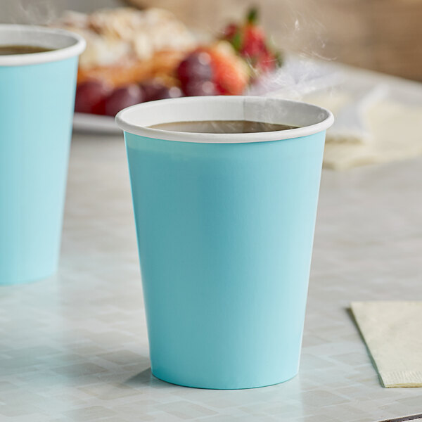 Creative Converting 56157B 9 oz. Pastel Blue Poly Paper Hot / Cold Cup - 240/Case