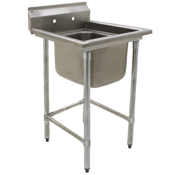 An Eagle Group stainless steel fabricated compartment sink with a bowl and stand.