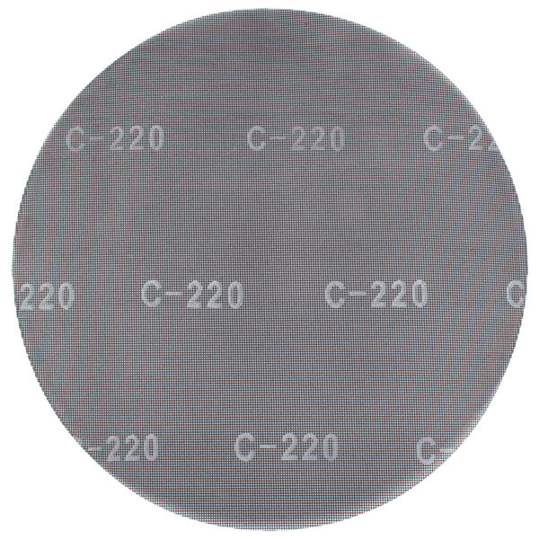 A white Scrubble by ACS 17" circular sand screen disc with the numbers 220 on it.