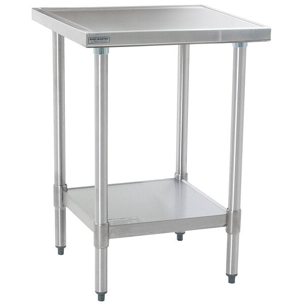 A Eagle Group stainless steel work table with a galvanized undershelf.