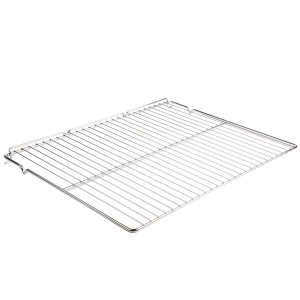 A Bakers Pride metal oven rack with a handle.