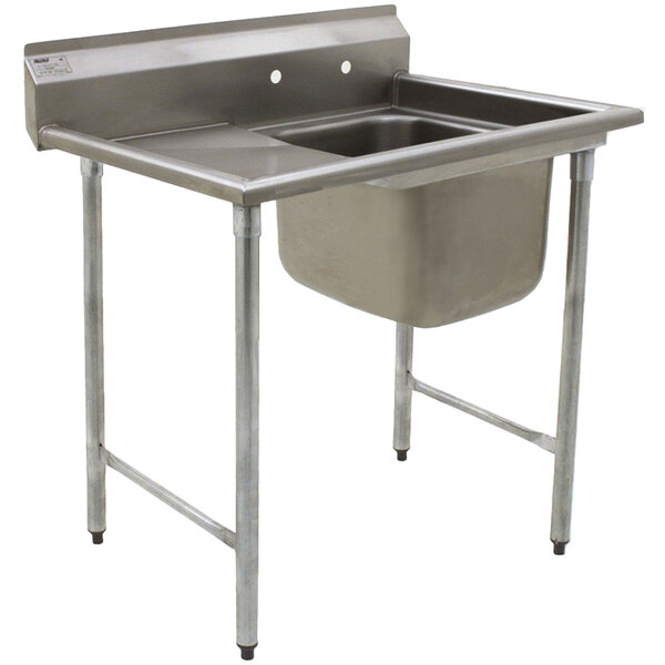 A stainless steel Eagle Group commercial compartment sink with a left drainboard.
