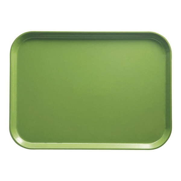 A rectangular lime green Cambro tray.